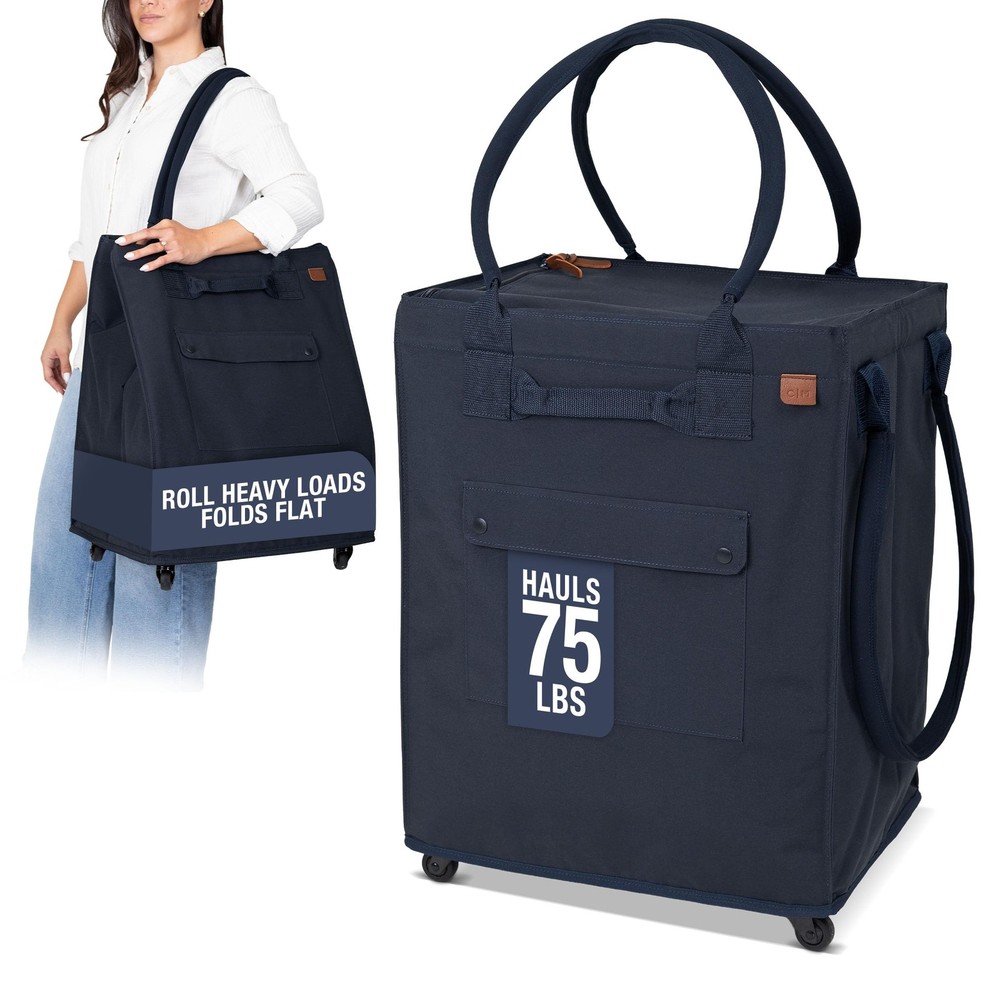 Hauler Rolling Tote Bag, 90L Collapsible Portable Shopping Cart with Wheels f…
