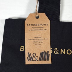 Barnes & Noble Tote Bag NWT Premium Black & Gold 100% Organic Cotton 15″ x 14″
