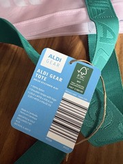ALDI 50th Anniversary Nylon Tote Bag Pink w/EST 1976 Green Straps Rare Limited