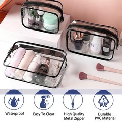 YOQIVEXU 6 Pieces Clear Cosmetics Bag Bulk, TSA Approved Large, Black