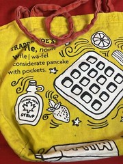 Trader Joe’s Reusable Tote Bag Grocery Shopping Waffle Toast Cotton Yellow Red