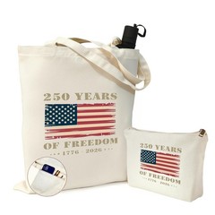2 Pack Canvas Tote Cosmetic Bag 2026 Independence Day 250th Anniversary USA, …
