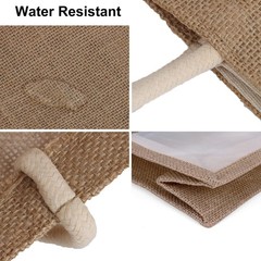 6 PCS Burlap Tote with Transparent PVC Film Window, Jute Beach Tote Reusable …