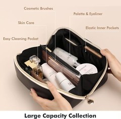 Travel Cosmetic Bag Makeup Organizer For Women Large Capacity Black