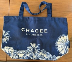 CHAGEE los angeles, Reusable Shopping Bag Foldable Blue White All-Over Pattern