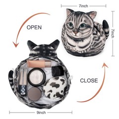 GKIOYRO Drawstring Makeup Bag, Cute Cat Travel Bag Gifts for Gray
