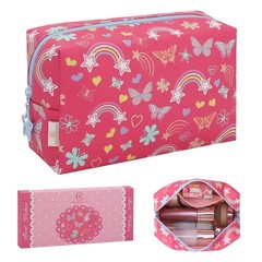 onemoky Small Makeup Bag for Girls, Cute Travel Rose Red