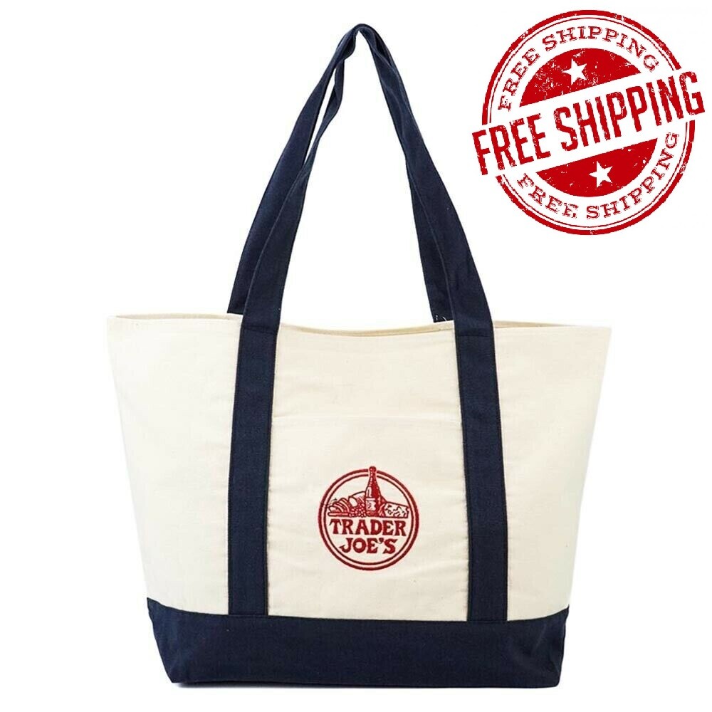 Trader Joes Reusable Fashion Tote Bag From Heavy-Duty Cotton Canvas Shoulder Bag