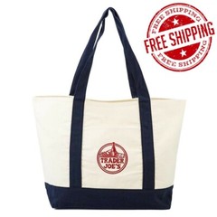 Trader Joes Reusable Fashion Tote Bag From Heavy-Duty Cotton Canvas Shoulder Bag