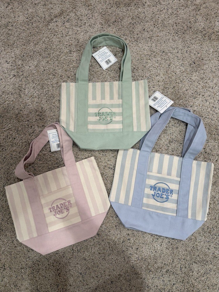 BUNDLE Summer 2026 Trader Joe’s Mini Striped Canvas Tote Bags NWT — Will Sell 1!