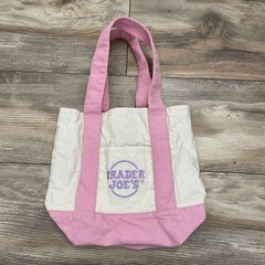 Trader Joe’s Mini Pastel Canvas Tote Bag Small Pink Beige Foldable Color Block