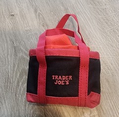 Trader Joe’s Black Micro Tote With Grocery Bag *2 In 1 Mini Ltd Edition Blk Red