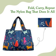 2 PCS Large Small Foldable Tote Nylon Reusable Grocery Bags Shopping