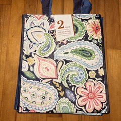 MEDIUM Reusable Shopping ToteBags Eco-Friendly 2 Pk MARSHALLS 16 x 13 1/2 PLAID