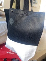 RARE Lululemon Gray Felt And White Black Mesh Reusable Shopping Tote Bag
