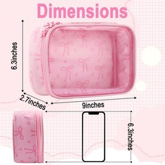 Estedro Clear Makeup Bag Cute Travel Pink Bow Cosmetic for Women