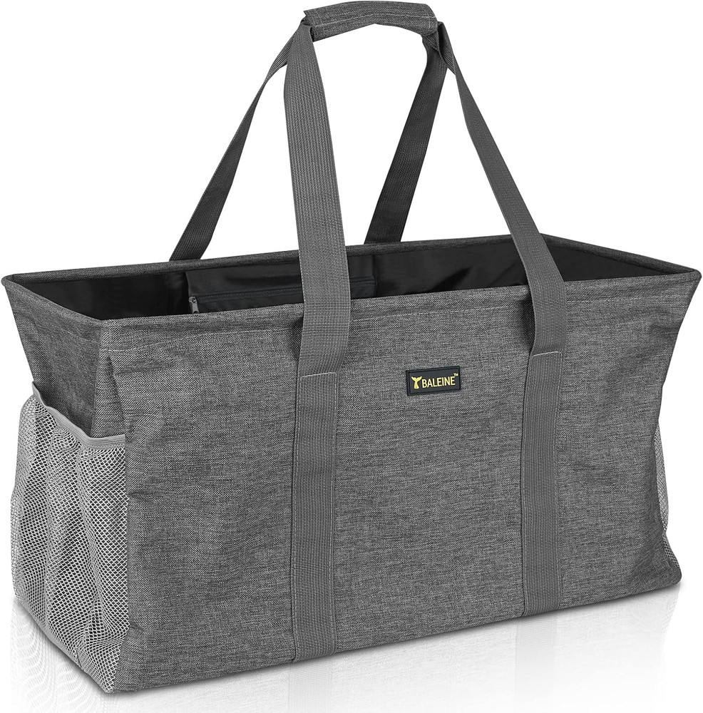 BALEINE Extra Large Utility Tote Bag with Wire Frame for Storage (Gray, 22”X12′