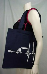 Coffee Tote Bag Size L Reusable Cloth Shopping Beach Grocery 15.5″X15″ Blue