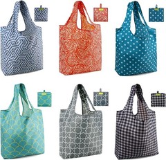Heavy Duty Bulk Large Reusable Grocery Bags 6 Pack Foldable Sturdy Recycled