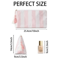 DYSHAYEN Makeup Bags for Purse,Small Clear Coated Cosmetic White-Pink