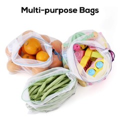 12 Pcs Heavy Duty Reusable Mesh Produce Bags, Barcode Scanable See Through Fo…