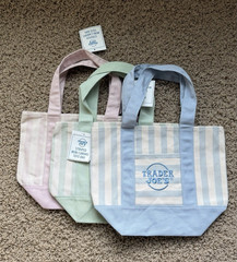 Trader Joe’s Lot of 3 Mini Canvas Striped Tote Bags Multicolor 13x6x10