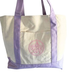 DISCONTINUED! Viral Trader Joe’s Lavender Canvas Tote – Pink Logo – SOLD OUT