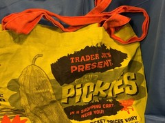 ✨✨Trader Joe’s Reusable Canvas Shopping Bag Pickles Print Grocery Eco Bag