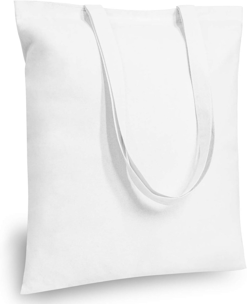 5-Pack Economical 16″x15″ White Cotton Tote Bag, Lightweight Medium Reusable Gro