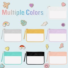 iZuzta PVC Flat Makeup Bag w/ Wristlet, Zipper, Travel Toiletry Bag, Yellow