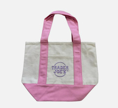 Trader Joe’s 2026 Mini Pastel Canvas Tote Bag LIMITED EDITION Delicate Pink