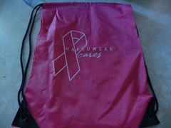 LIGHTWEIGHT STRING BACKPACK PINK DRAWSTRING TOP HAIRUWEAR CARES BREAST CANCER