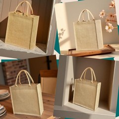 15pcs Reusable Burlap Bags Jute Tote Bags 12x13x7 Inches gift bag Waterproof for