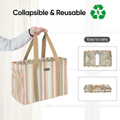 BALEINE Extra Large Utility Tote Bag with Reinforced Wire Frame, Reusable Grocer