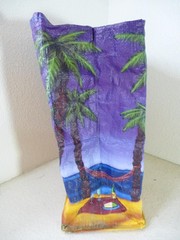 Trader Joes Reusable Grocery Bag Beach Surfboard Tropical Tote Palm Tree Plastic