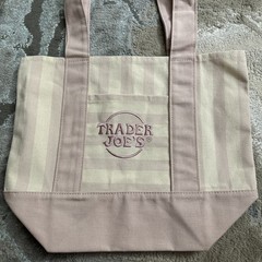 Trader Joe’s Mini Pastel Stripe Canvas Tote Bag Beige & Pink Limited Edition New