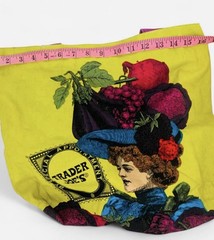 Trader Joe’s Rare Reusable Cotton Tote Bag Double Handles Yellow/Purple 16x11x6″
