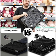 (Medium,Black) Reusable Grocery Bag on Wheels, 70L Foldable Rolling Tote,Shop…