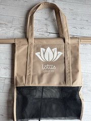 Lotus Trolly Bag Tan/Black- 21×25. EUC. Shopping Bag Cart Collector Aldi Costco
