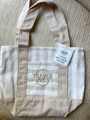 Limited Edition Authentic Beige Pastel Stripe Trader Joe’s Mini Canvas Tote
