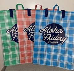 Foodland Hawaii “ Aloha Friday” Palaka Reusable Shopping Bag Lot Of 3