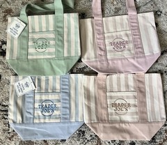 Trader Joe’s Striped Mini Canvas Reusable Tote Bags Set of 4 Multicolor