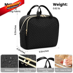 JOYYTUU Makeup Bag, Large Capacity with Room for Brushes and Mirror, Black