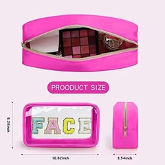 Large Clear Chenille Letters Makeup Bag for 10.62*6.29*3.54 inch, Pink