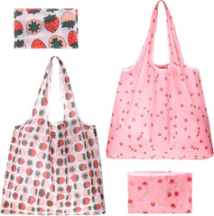2 Pcs Reusable Shopping Bags Cute Extra Large Foldable Bag Travel Waterproof Tot