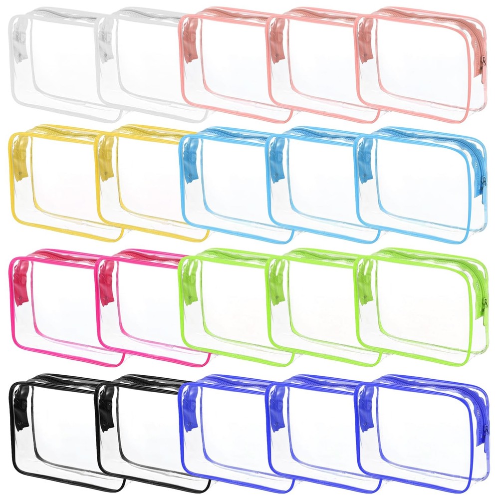 20 Packs Clear Cosmetics Bags for Women Men Waterproof 20PCS -8Colors