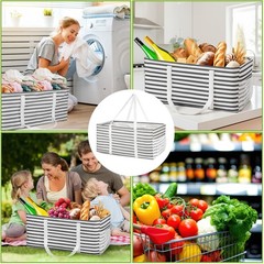 3 PCS Extra Large Tote Bag Reusable Grocery Bags with Metal Wire Frame and Ha…