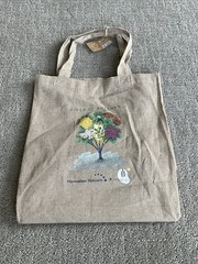 NEW Hawaiian Beige Floral Cotton Reusable Shopping Tote Bag “Fiber Is Greener”
