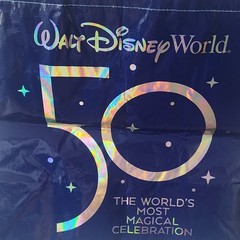 Walt Disney World Foldable Reusable Shopping Bag Blue Gold All-Over Pattern