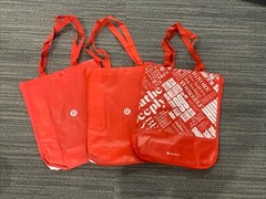 New Lululemon Small & Large Reusable Shopping Bags Set of 5 Red White